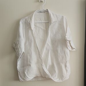 100% Linen Cross Front Top
